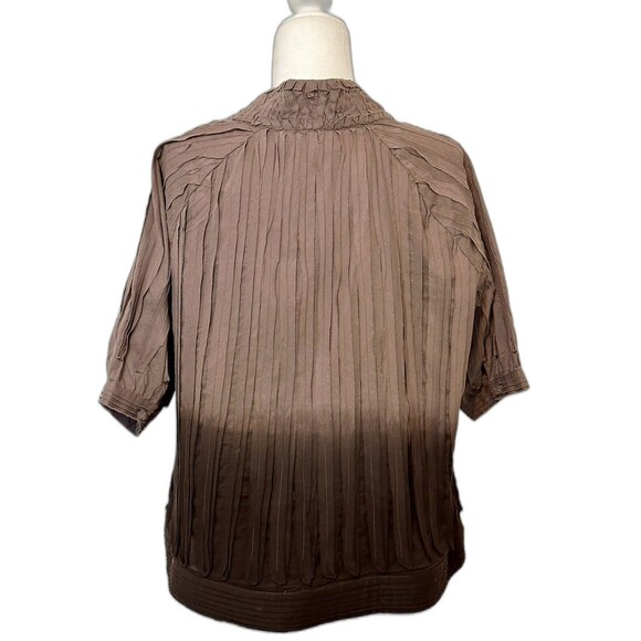 Chico's Size 2 (US L/12) Dip-Dyed Ombré Crinkle Open Front Jacket Boho Career - Picture 6 of 11